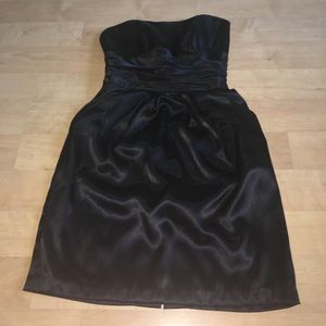 david’s bridal black silky strapless dress